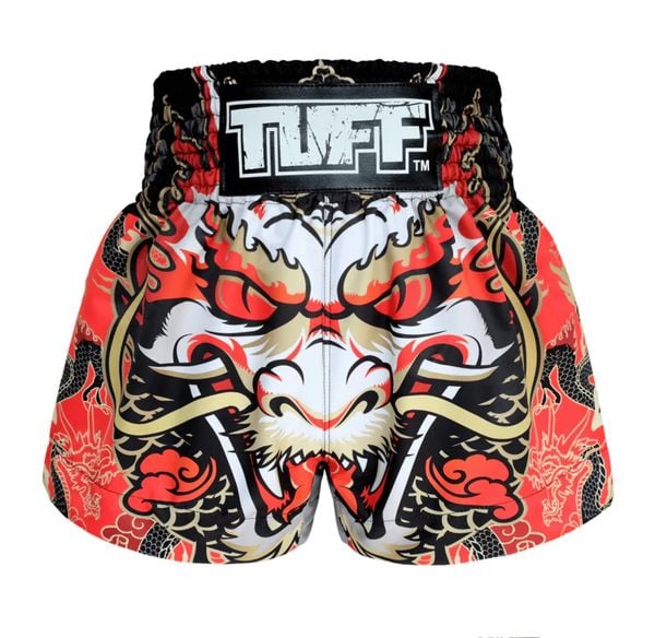Spodenki treningowe TUFF Red Dragon. Czerwone szorty sportowe TUFF, bez wzorów, z materiału, na fitness i siłownię. Za 149.00 zł.