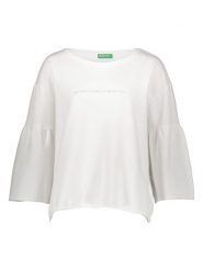 Benetton Bluza w kolorze białym rozmiar: S. Białe bluzy Benetton, s, bez wzorów, z bawełny, bez kaptura. Za 48.39 zł.