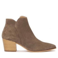 Botki Kazar. Brązowe botki Kazar, bez wzorów, bez obcasa, na słupku, bez zapięcia. Za 389.00 zł.