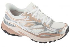 Buty sportowe Sneakersy damskie, Slip-Ins: Stamina Sport. Białe buty treningowe Skechers, na lato, bez wzorów, z materiału, przed kostkę, bez zapięcia, trekkingowe. Za 429.99 zł.