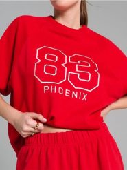 Bluza z krótkim rękawem - czerwony. Czerwone bluzy Sinsay, l, bez wzorów, bez ramiączek, bez kaptura. Za 39.99 zł.