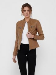 ONLY Kurtka z imitacji skóry Bandit 15081400 Brązowy Regular Fit. Brązowe kurtki ONLY, bez wzorów, ze skóry, bez kaptura. Za 139.99 zł.