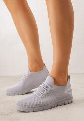 Szare Sznurowane Buty Sportowe Sneakersy z Siateczki Caeolea. Szare buty sportowe lifestyle Born2be, bez wzorów, z jeansu, sportowe, bez zapięcia. Za 59.99 zł.