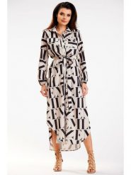Awama Sukienka w kolorze beżowo-czarnym rozmiar: L/XL. Brązowe sukienki Awama, l, bez wzorów, z tkaniny, bez kołnierzyka, bez ramiączek, maxi. Za 179.64 zł.