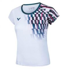 Koszulka treningowa damska Victor T-51001td A. Białe t-shirty sportowe Victor, l, bez wzorów, z materiału, bez ramiączek, na fitness i siłownię. Za 177.00 zł.
