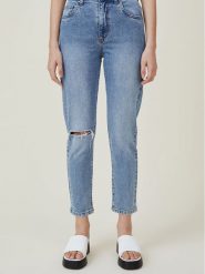 Cotton On Jeansy 2003128 Niebieski Mom Fit. Niebieskie jeansy Cotton On, bez wzorów, z bawełny. Za 139.99 zł.