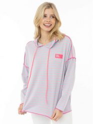 Zwillingsherz Bluza w kolorze błękitno-jasnoróżowym rozmiar: L/XL. Niebieskie bluzy Zwillingsherz, l, bez wzorów, bez ramiączek, z kapturem. Za 169.95 zł.
