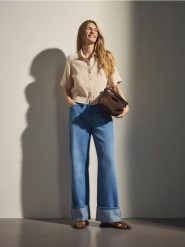 Lniana koszula - beżowy. Brązowe koszule Reserved, l, bez wzorów, bez kołnierzyka, bez ramiączek. Za 129.99 zł.