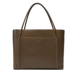 Torebka Calvin Klein. Brązowe shopper bag Calvin Klein, bez wzorów, klasyczne, bez dodatków. Za 429.99 zł.