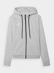 4F Bluza dresowa rozpinana z kapturem damska - szara S. Szare bluzy 4f, s, bez wzorów, z bawełny, z kapturem. Za 189.99 zł.