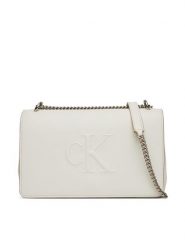 Calvin Klein Jeans Torebka Sculpted Ew Flap Conv Chain LV04K3035G Biały. Białe kopertówki Calvin Klein Jeans, bez wzorów, z jeansu, wizytowe, bez dodatków. Za 649.99 zł.