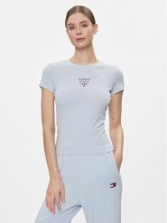 Tommy Jeans T-Shirt Essential DW0DW17357 Błękitny Slim Fit. Niebieskie t-shirty Tommy Jeans, xs, bez wzorów, z bawełny, bez kołnierzyka, bez ramiączek. Za 99.99 zł.