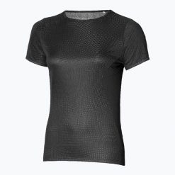 Koszulka do biegania damska Mizuno DryAeroFlow Graphic Tee. Czarne t-shirty sportowe Mizuno, xl, bez wzorów, z materiału, bez ramiączek, do biegania. Za 119.99 zł.