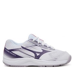 Buty halowe Mizuno. Białe buty sportowe lifestyle Mizuno, bez wzorów, bez zapięcia. Za 229.99 zł.