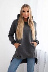Bluza ocieplana z dłuższym tyłem grafitowa. Szare bluzy KESI, l, bez wzorów, z bawełny, bez kaptura. Za 250.94 zł.