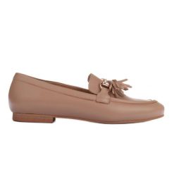 Marco Shoes Loafersy skórzane z frędzlami beżowy. Brązowe baleriny bez wzorów, bez obcasa, bez zapięcia. W wyprzedaży za 329.00 zł.