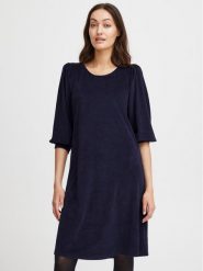 Fransa Sukienka codzienna 20612879 Granatowy Regular Fit. Niebieskie sukienki Fransa, na co dzień, s, bez wzorów, z syntetyku, bez kołnierzyka, bez ramiączek, proste. Za 159.99 zł.