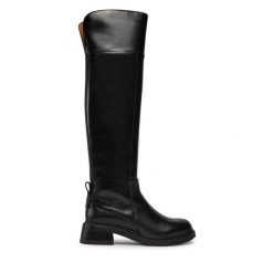 Muszkieterki See By Chloé. Czarne kozaki See By Chloé, bez wzorów, bez obcasa, na słupku, bez zapięcia. Za 4,379.00 zł.