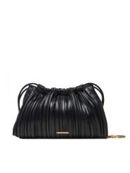 Calvin Klein Torebka Drawstring Plisse Crossbody LV04F3076G Czarny. Czarne kopertówki Calvin Klein, bez wzorów, ze skóry, wizytowe, bez dodatków. Za 329.99 zł.
