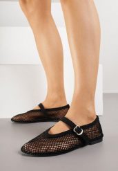 Czarne Siateczkowe Balerinki Appletwinkle. Czarne baleriny Born2be, bez wzorów, z jeansu, bez obcasa, bez zapięcia. Za 89.99 zł.