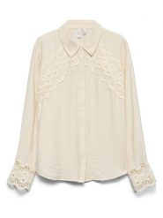 Vero Moda Koszula w kolorze kremowym rozmiar: M. Brązowe koszule Vero Moda, m, bez wzorów, z koronki, bez kołnierzyka, bez ramiączek. Za 109.95 zł.