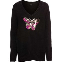 Sweter z cekinami bonprix czarny. Swetry marki INESIS. Za 79.99 zł.