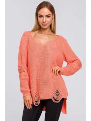 Made of emotion Sweter w kolorze koralowym rozmiar: onesize. Czerwone swetry Made Of Emotion, bez wzorów, ze splotem, bez ramiączek. Za 52.67 zł.