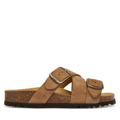 Klapki Scholl. Brązowe klapki Scholl, bez wzorów, bez obcasa, bez zapięcia. Za 379.99 zł.