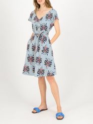 Blutsgeschwister Sukienka "True Love Hourglass" w kolorze błękitnym ze wzorem rozmiar: XXL. Niebieskie sukienki Blutsgeschwister, xxl, bez wzorów, z bawełny, bez kołnierzyka, bez ramiączek, mini, rozkloszowane. Za 149.66 zł.