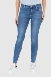 7 FOR ALL MANKIND Niebieskie jeansy z wysokim stanem i poszarpanymi nogawkami HW SKINNY SLIM ILLUSION Stride. Niebieskie jeansy 7 for all mankind, s, bez wzorów, z bawełny, z podwyższonym stanem. W wyprzedaży za 499.99 zł.