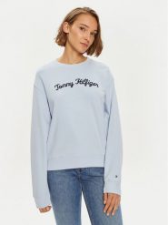 Tommy Hilfiger Bluza Modern Script WW0WW42615 Błękitny Regular Fit. Niebieskie bluzy Tommy Hilfiger, xxl, bez wzorów, z bawełny, bez kaptura. Za 319.99 zł.