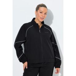 Damskie Funkcyjna kurtka treningowa stójka 2-kierunkowy zamek błyskawiczny. Czarne kurtki Ulla Popken, plus size, bez wzorów, z materiału, bez kaptura. Za 349.99 zł.