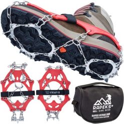 Raczki turystyczne na buty Rapeks Icetrak Light. Czerwone buty trekkingowe RAPEKS, bez wzorów, bez zapięcia, trekkingowe. W wyprzedaży za 89.90 zł.