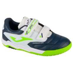 Buty piłkarskie Joma Cancha 2503 In CAJS2503INV biało-niebieskie. Niebieskie buty treningowe bez wzorów, z gumy, bez zapięcia, do piłki nożnej. Za 237.38 zł.