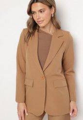 Brązowa Marynarka Jednorzędowa ze Wzorem Pasków Viviella. Brązowe marynarki i żakiety Born2be, l, bez wzorów, z jeansu, eleganckie, bez ramiączek. W wyprzedaży za 93.49 zł.