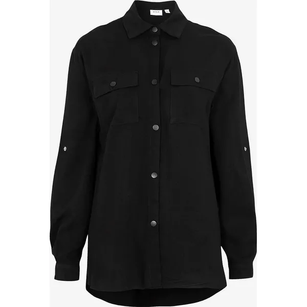 Koszula Utally. Czarne koszule Vila, s, bez wzorów, z tkaniny, eleganckie, bez kołnierzyka, bez ramiączek. Za 199.00 zł.