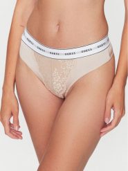 Guess Stringi Belle O2BE00 KBBT0 Beżowy. Brązowe stringi Guess, z aplikacjami, z syntetyku. Za 79.99 zł.