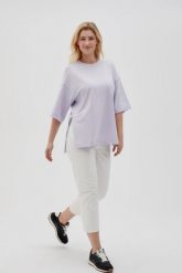Bluza oversize fioletowa. Fioletowe bluzy MOODO, l, bez wzorów, z bawełny, bez kaptura. Za 69.99 zł.