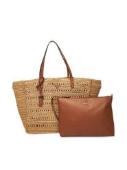 Guess Torebka Irene HWWG86 85240 Brązowy. Brązowe shopper bag Guess, z aplikacjami, z tworzywa sztucznego, bez dodatków. Za 579.99 zł.
