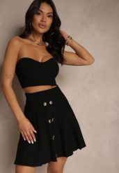 Czarna Spódnica Plisowana z Wiskozą High Waist i Guzikami Natolira. Czarne spódnice Renee, na co dzień, m, bez wzorów, z wiskozy, eleganckie, mini, plisowane. W wyprzedaży za 67.99 zł.