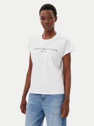 Tommy Hilfiger T-Shirt WW0WW46113 Biały Regular Fit. Białe t-shirty Tommy Hilfiger, l, bez wzorów, z bawełny, bez kołnierzyka, bez ramiączek. Za 139.99 zł.