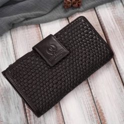 Duży portfel damski ciemnobrązowy handmade z ochroną RFID Paolo Peruzzi AY-08-BR. Brązowe portfele PAOLO PERUZZI, bez wzorów, ze skóry. Za 89.00 zł.