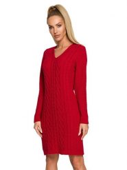 Made of emotion Sukienka w kolorze czerwonym rozmiar: S/M. Czerwone sukienki Made Of Emotion, na co dzień, m, bez wzorów, ze splotem, bez kołnierzyka, bez ramiączek, mini, proste. Za 104.64 zł.