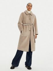 OUI Płaszcz przejściowy 88948 Beżowy Oversize. Brązowe płaszcze Oui, bez wzorów, z syntetyku, bez kaptura. Za 589.99 zł.