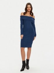 Guess Sukienka dzianinowa W5RK0G Z2YJ2 Granatowy Bodycon Fit. Niebieskie sukienki Guess, xxl, z aplikacjami, z dzianiny, bez kołnierzyka, bez ramiączek, bodycon. Za 389.99 zł.