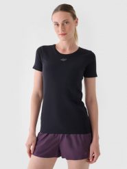 4F Koszulka do biegania regular damska - szara XS/S. Szare t-shirty sportowe 4f, s, bez wzorów, z dzianiny, bez ramiączek, do biegania. W wyprzedaży za 49.99 zł.