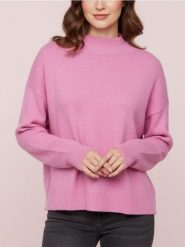 Sweter z półgolfem i długim rękawem z domieszką wełny - różowy. Czerwone swetry Sinsay, l, bez wzorów, z wełny, bez ramiączek. Za 49.99 zł.