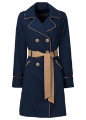Trencz o poszerzanym kroju. Brązowe płaszcze bonprix, bez wzorów, ze skóry, eleganckie, bez kaptura. Za 219.99 zł.