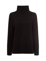 Marie Lund sweter z dzianiny wykonany z wełny merynosów Kobiety Wełna merino czarny, XS. Czarne swetry Marie Lund, xs, bez wzorów, z dzianiny, bez ramiączek. Za 299.95 zł.