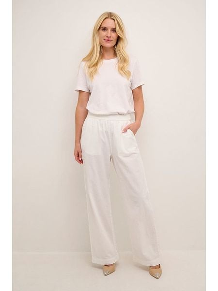 Kaffe Spodnie "Naya" w kolorze białym rozmiar: 46. Białe spodnie materiałowe Kaffe, bez wzorów, z materiału. Za 48.05 zł.